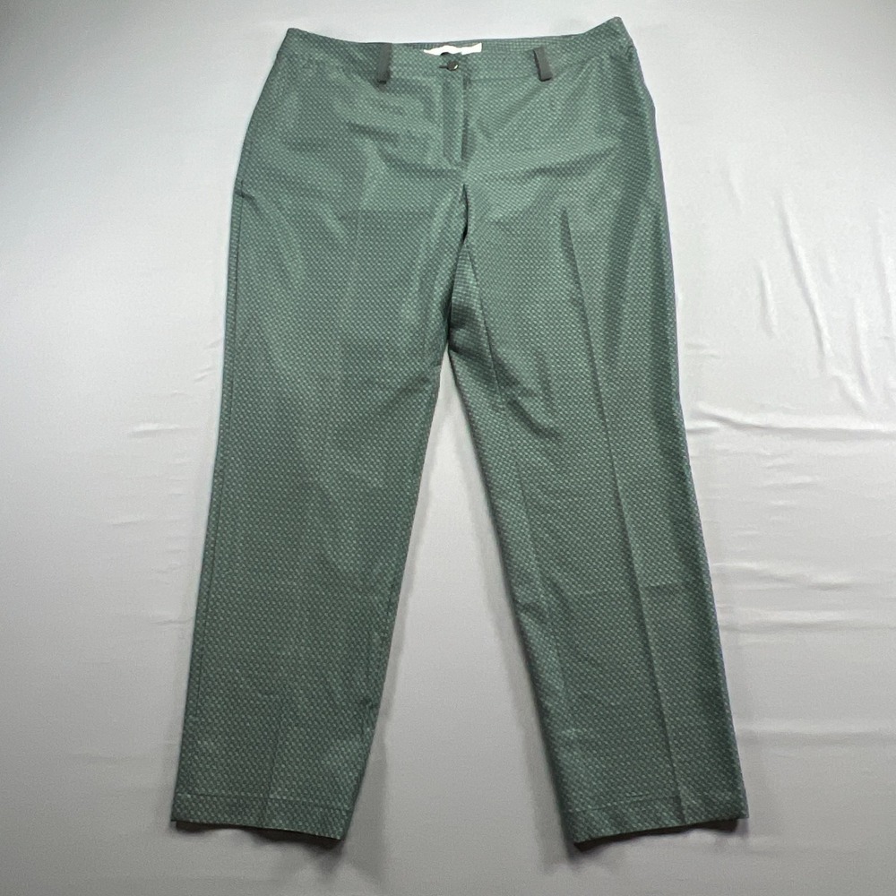 Lady Hagen Golf Pants Womens 10 Green Geometric Stretch Mid Rise Straight Leg